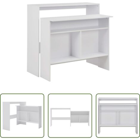 vidaXL Mesa de bar con dos tableros -  Mesa de bar con 2 tableros blanca 130x40x120 cm