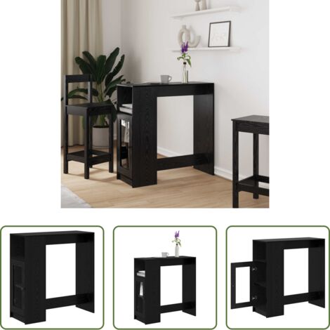 vidaXL Mesa de bar con estante -  Mesa de Bar con estante Roble Negro 101 x 40 x 103,5 cm