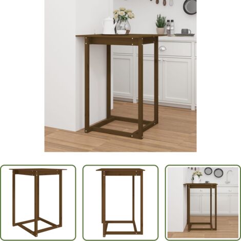 vidaXL Mesa de bar de pino -  Mesa alta de bar madera maciza de pino marrón miel 80x80x110 cm