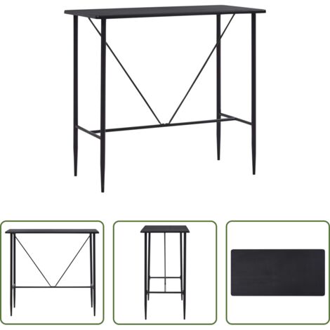 vidaXL Mesa de bar -  Mesa alta de cocina MDF negro 120x60x110 cm