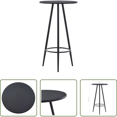 vidaXL Mesa de bar -  Mesa alta de cocina MDF negro 60x107,5 cm