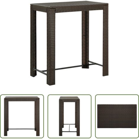 vidaXL Mesa de bar -  Mesa alta de jardín ratán sintético marrón 100x60,5x110,5 cm