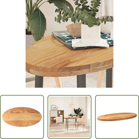 vidaXL Mesa de bar -  Tablero de mesa ovalado madera maciza de roble 100x50x4 cm