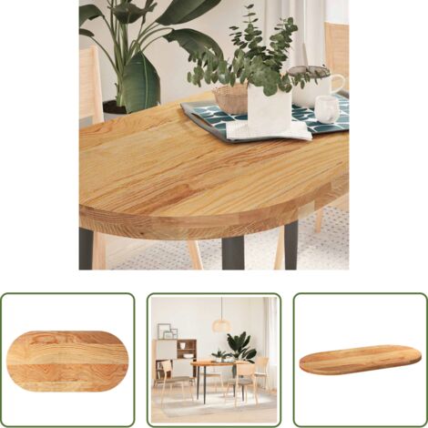 vidaXL Mesa de bar -  Tablero de mesa ovalado madera maciza de roble 120x60x4 cm