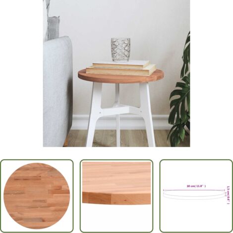 vidaXL Mesa de bar -  Tablero redondo de madera maciza de haya Ø30x1,5 cm