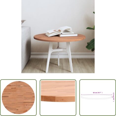 vidaXL Mesa de bar -  Tablero redondo de madera maciza de haya Ø50x1,5 cm