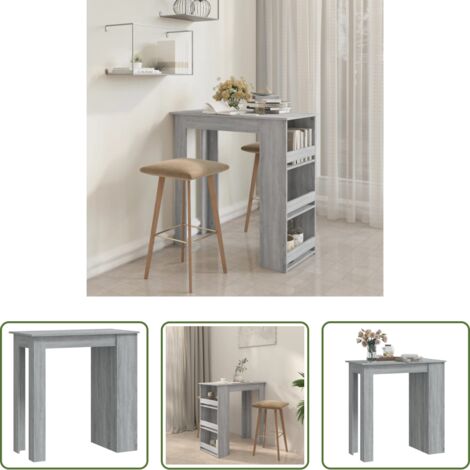 vidaXL Mesa de bistró -  Mesa alta con estante gris Sonoma 102x50x103,5 cm