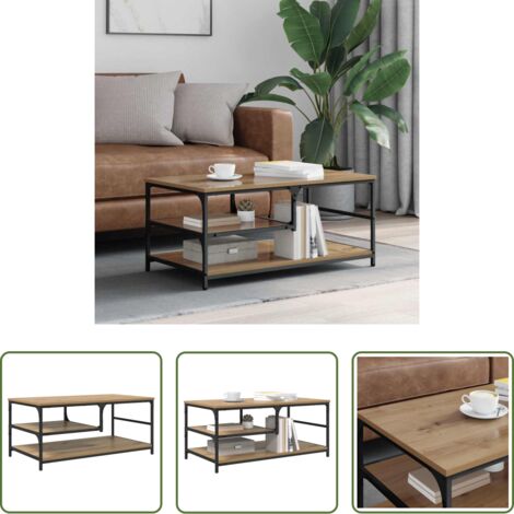 vidaXL Mesa de café artesanal -  Mesa de Café Roble artesanal 90 x 49 x 40 cm