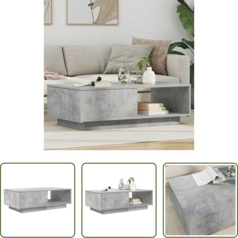 vidaXL Mesa de café con cajón -  Mesa de Café Gris Concreto 95 x 55 x 31 cm Madera de ingeniería