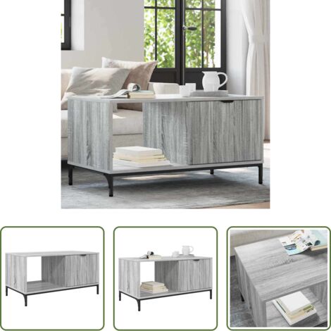 vidaXL Mesa de café con cajón -  Mesa de Café Gris Sonoma 90 x 49 x 46 cm Madera de ingeniería