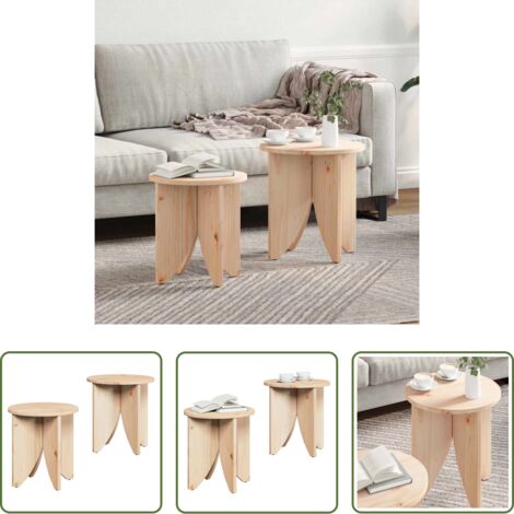 vidaXL Mesa de café de pino -  Mesa de Café 2 pcs Natural