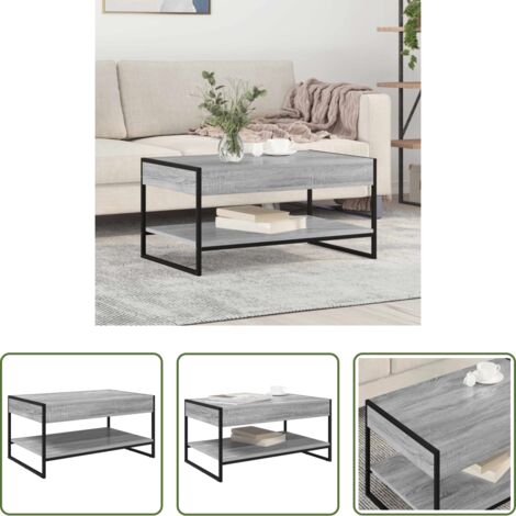 vidaXL Mesa de café madera contrachapada -  Mesa de Café Gris Sonoma 80 x 50 x 40 cm Madera contrachapada