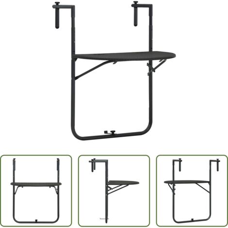 vidaXL Mesa de café -  Mesa balcón colgante plástico aspecto ratán marrón 60x64x83,5cm