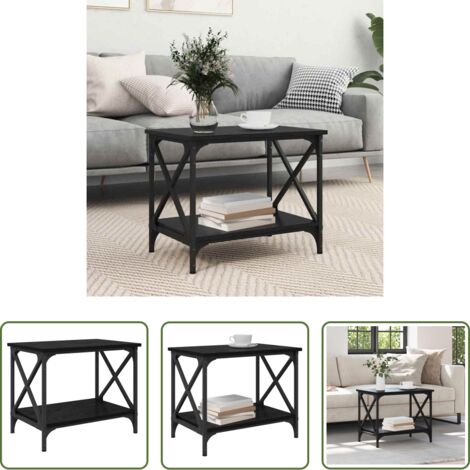 vidaXL Mesa de café -  Mesa lateral Roble Negro 55 x 38 x 45 cm Madera de ingeniería