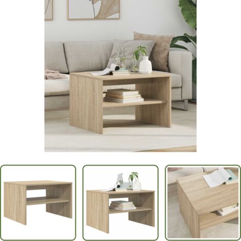 vidaXL Mesa de café moderna -  Mesa de Café Roble Sonoma 60 x 50 x 40 cm Madera de ingeniería