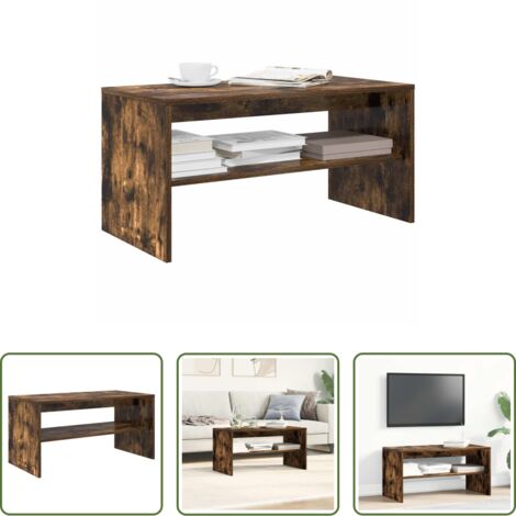vidaXL Mesa de café -  Mueble de TV madera de ingeniería roble ahumado 80x40x40 cm