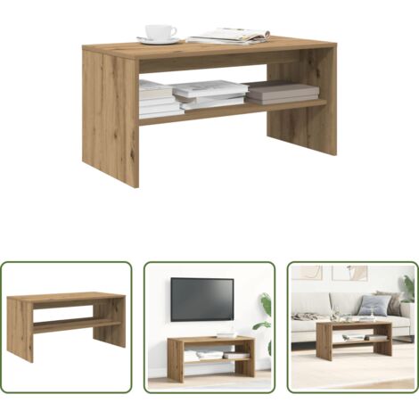 vidaXL Mesa de café -  Mueble de TV madera de ingeniería roble artesanal 80x40x40 cm