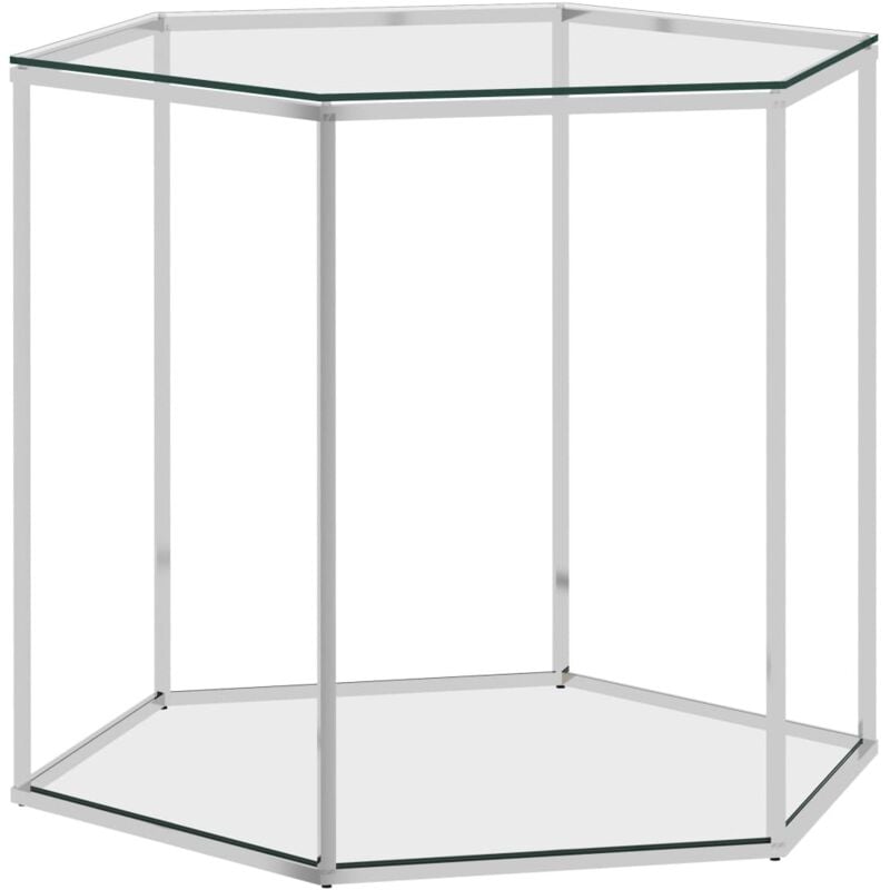 

Mesa de centro acero inoxidable y vidrio plateada 60x53x50 cm - Plateado - Vidaxl