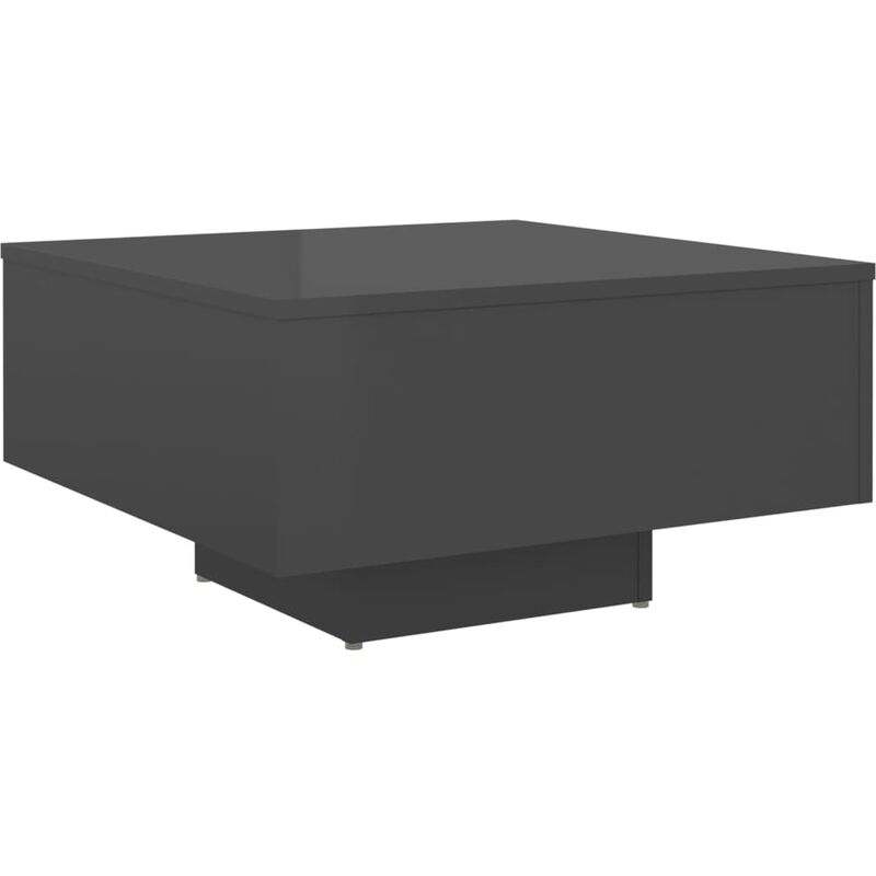 

vidaXL Mesa de centro de aglomerado 60x60x31,5 cm gris brillante - Gris