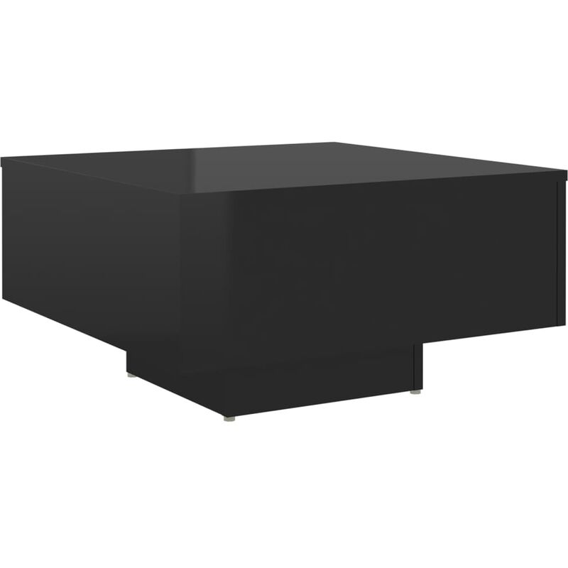 

vidaXL Mesa de centro de aglomerado 60x60x31,5 cm negro brillante - Negro