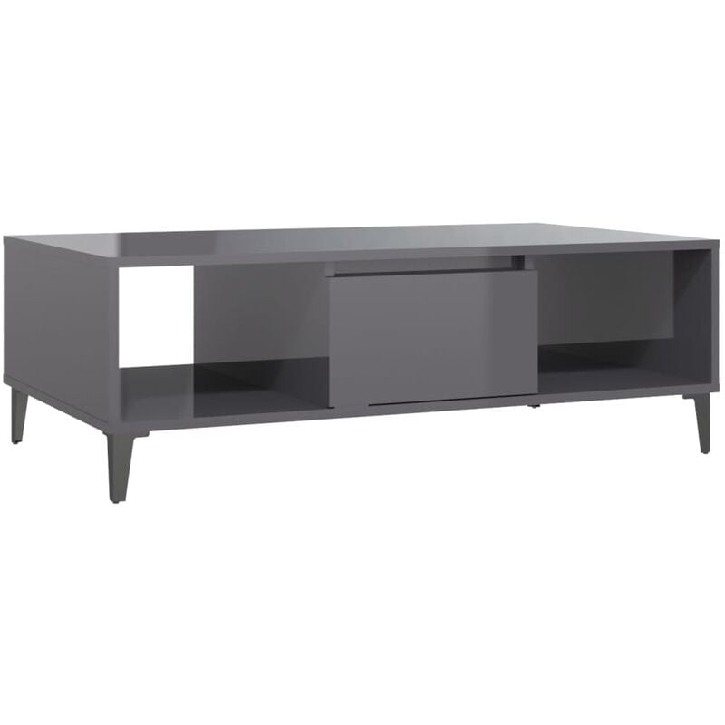 

vidaXL Mesa de centro de aglomerado 103,5x60x35 cm gris brillante - Gris
