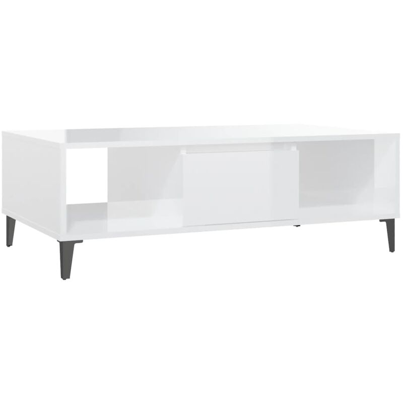 

vidaXL Mesa de centro de aglomerado 103,5x60x35 cm blanco brillante - Blanco