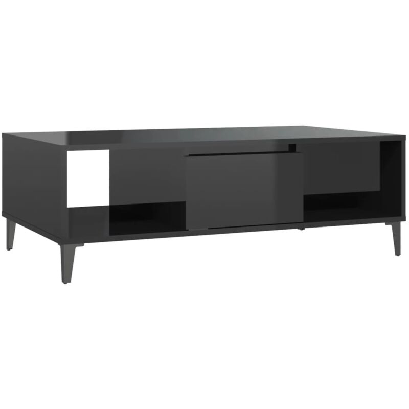 

vidaXL Mesa de centro de aglomerado 103,5x60x35 cm negro brillante - Negro