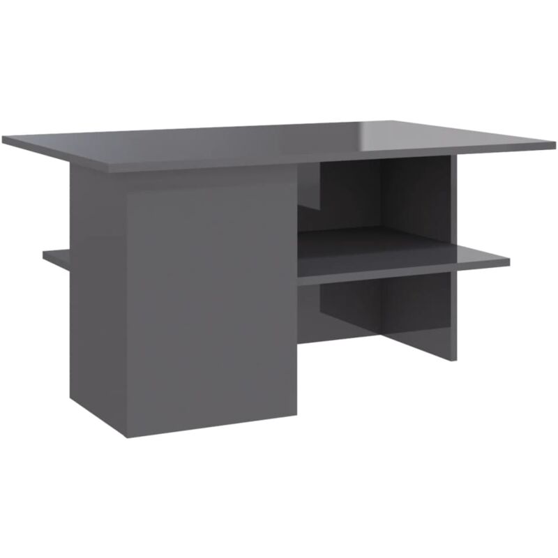 

vidaXL Mesa de centro aglomerado 90x60x46,5 cm gris brillante - Gris