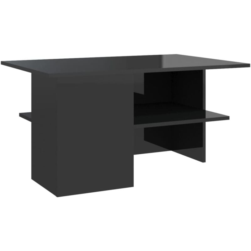 

vidaXL Mesa de centro aglomerado 90x60x46,5 cm negro brillante - Negro