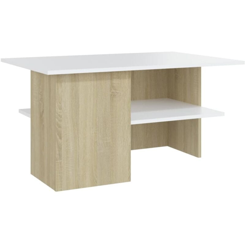 

vidaXL Mesa de centro aglomerado 90x60x46,5 cm color roble Sonoma - Blanco
