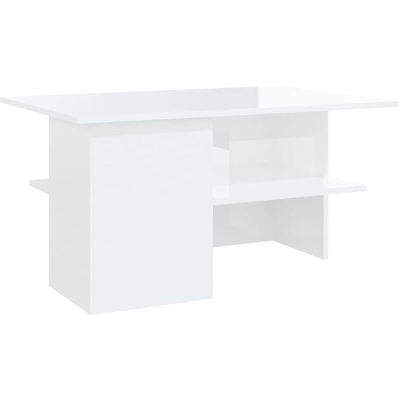 

vidaXL Mesa de centro aglomerado 90x60x46,5 cm blanco brillante - Blanco