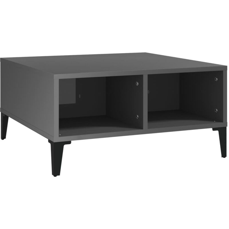 

vidaXL Mesa de centro aglomerado 60x60x30 cm gris brillante - Gris