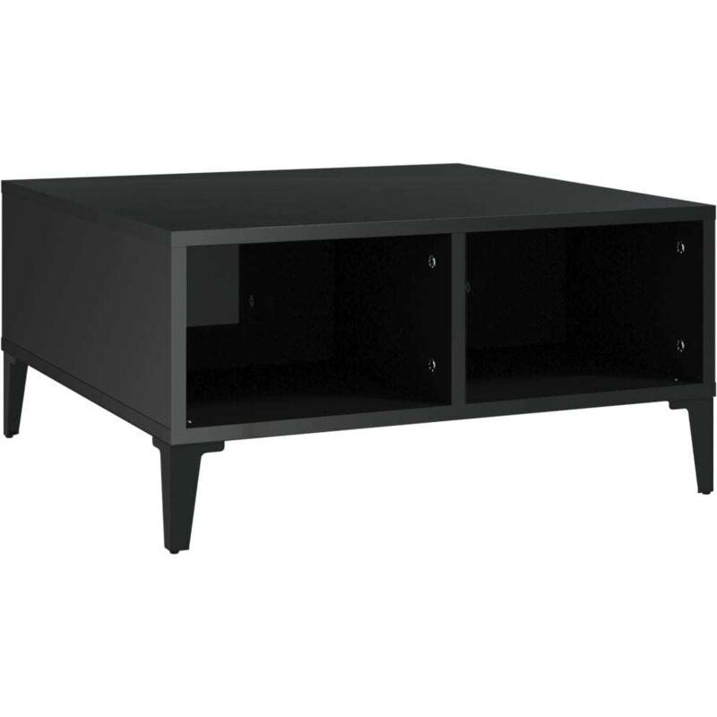 

vidaXL Mesa de centro aglomerado 60x60x30 cm negro brillante - Negro