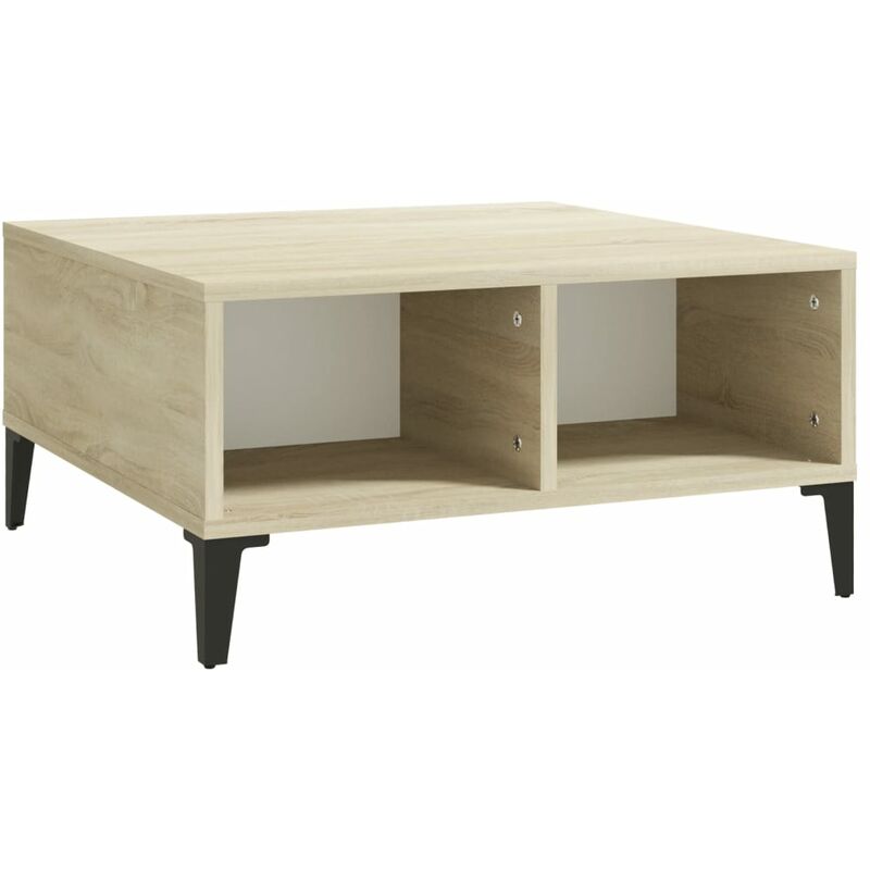 

vidaXL Mesa de centro aglomerado 60x60x30 cm blanco y roble Sonoma - Blanco