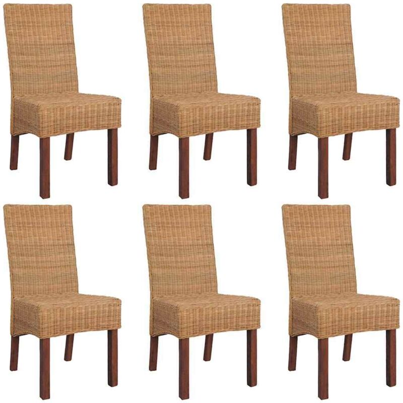 

Sillas de Comedor Ratán Marrón Natural 6 Unidades - Marrón - Vidaxl