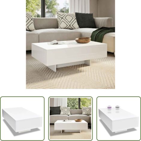 vidaXL Mesa de centro blanca -  Mesa de centro blanco brillante