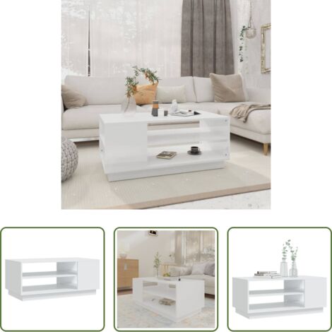vidaXL Mesa de centro blanca -  Mesa de centro de madera de ingeniería blanca 102x55x43 cm