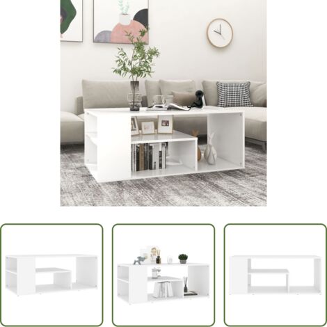 vidaXL Mesa de centro blanca -  Mesa de centro madera contrachapada blanco 100x50x40 cm