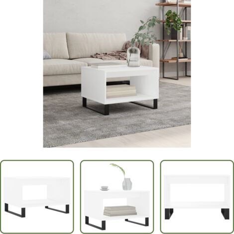 vidaXL Mesa de centro blanca -  Mesa de centro madera de ingeniería blanca 60x50x40 cm