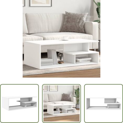 vidaXL Mesa de centro blanca -  Mesa de centro madera de ingeniería blanco 102x55x35 cm