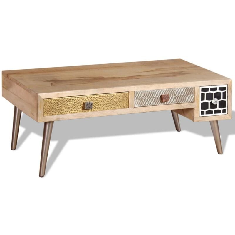 

Mesa de centro con 2 cajones madera de mango 105x55x41 cm - Marrón - Vidaxl