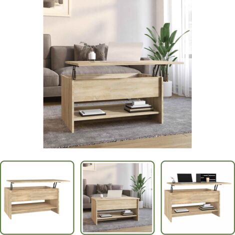 vidaXL Mesa de centro con compartimento -  Mesa de centro madera contrachapada roble Sonoma 80x50x40 cm