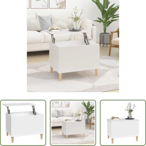 vidaXL Mesa de centro con superficie elevable -  Mesa de centro madera contrachapada blanco 60x44,5x45 cm