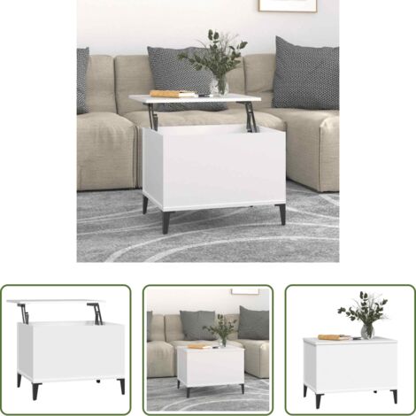 vidaXL Mesa de centro con superficie elevable -  Mesa de centro madera contrachapada blanco 60x44,5x45 cm