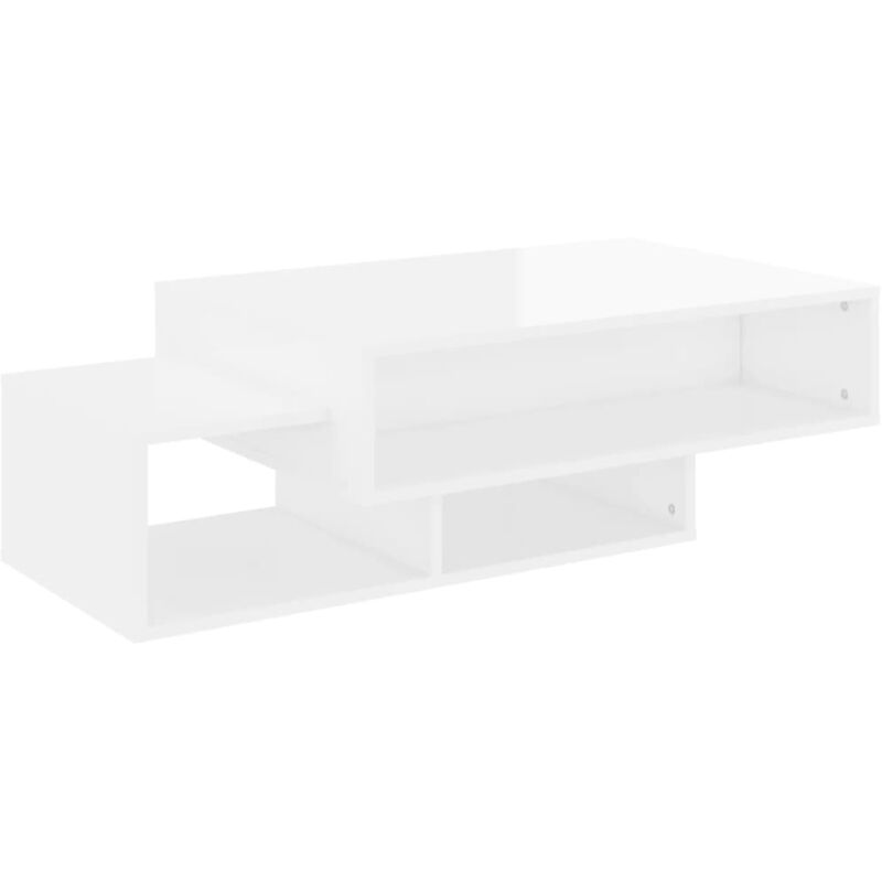 

vidaXL Mesa de centro de aglomerado 105x55x32 cm blanco con brillo - Blanco