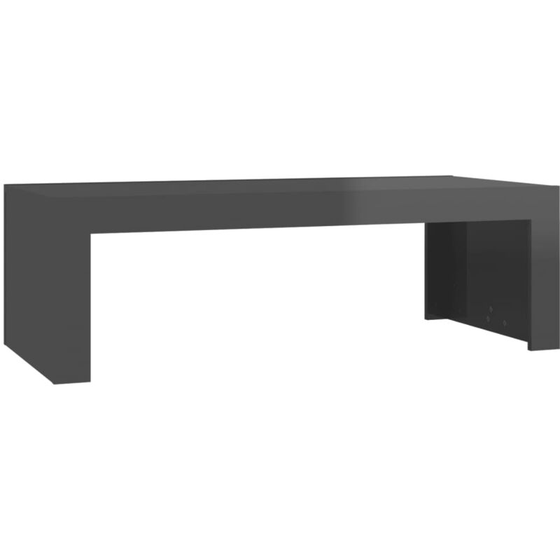 

vidaXL Mesa de centro de aglomerado 110x50x35 cm gris con brillo - Gris
