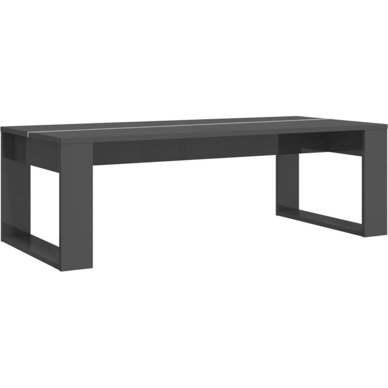 

vidaXL Mesa de centro de aglomerado 110x50x35 cm gris con brillo - Gris