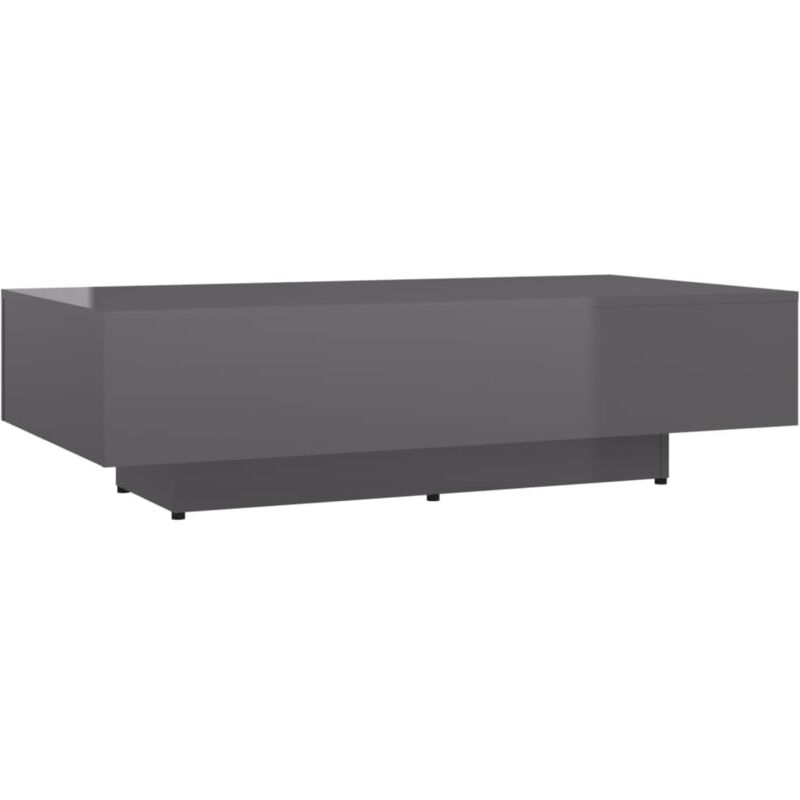 

vidaXL Mesa de centro de aglomerado gris brillante 115x60x31 cm - Gris