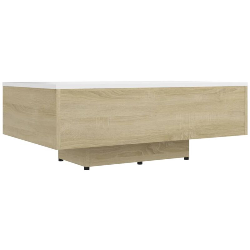 

vidaXL Mesa de centro de aglomerado blanco y roble Sonoma 85x55x31 cm - Blanco