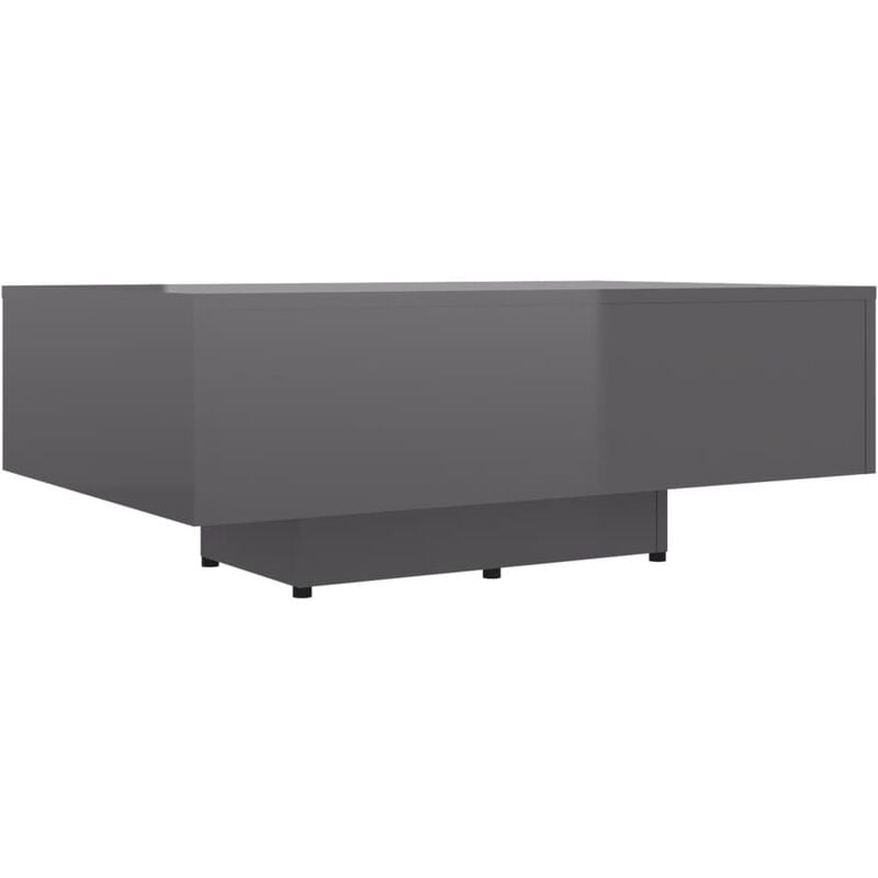 

vidaXL Mesa de centro de aglomerado gris brillante 85x55x31 cm - Gris